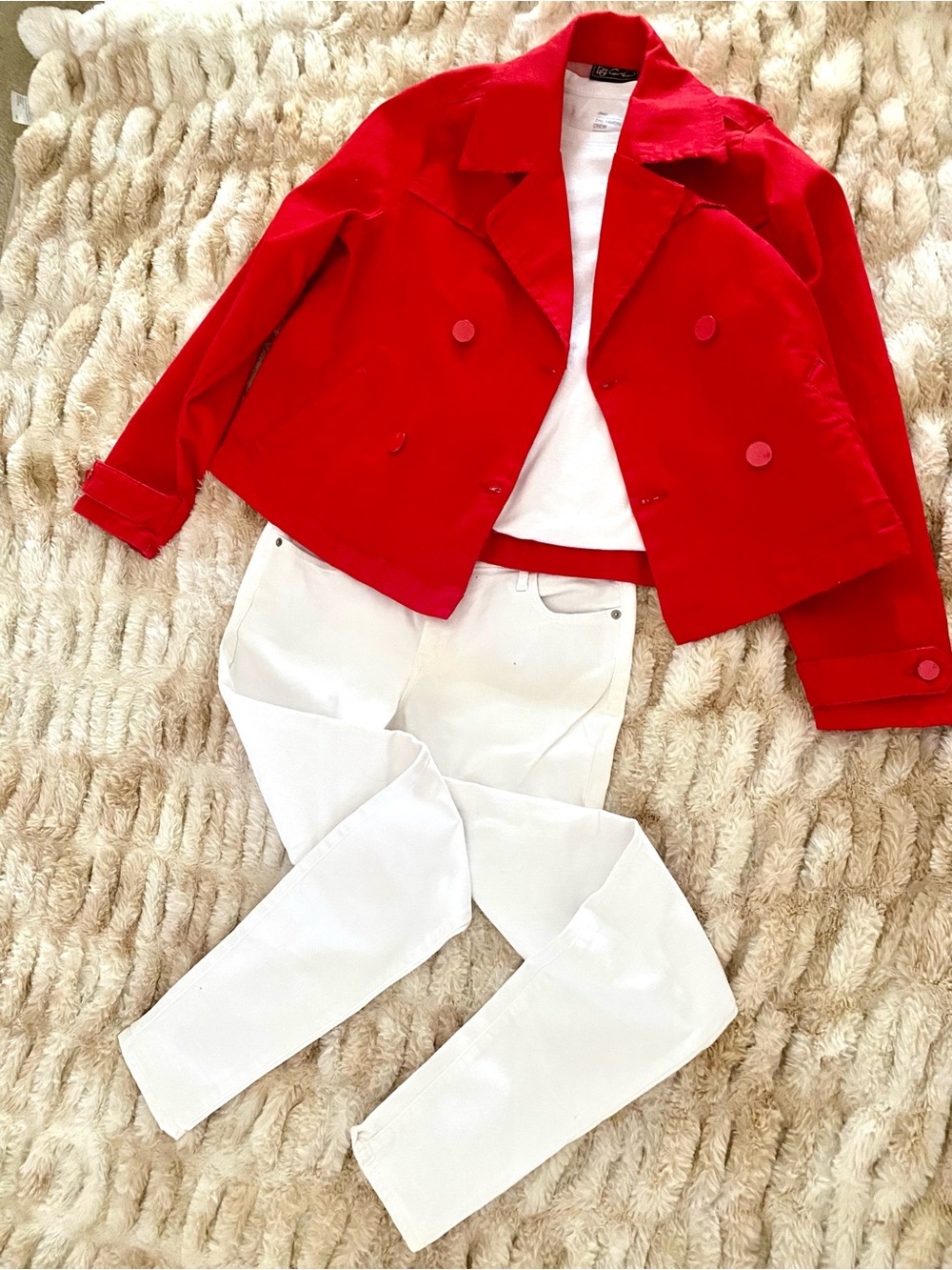 DG2 Diane Gilman Red Cropped Peacoat NWT